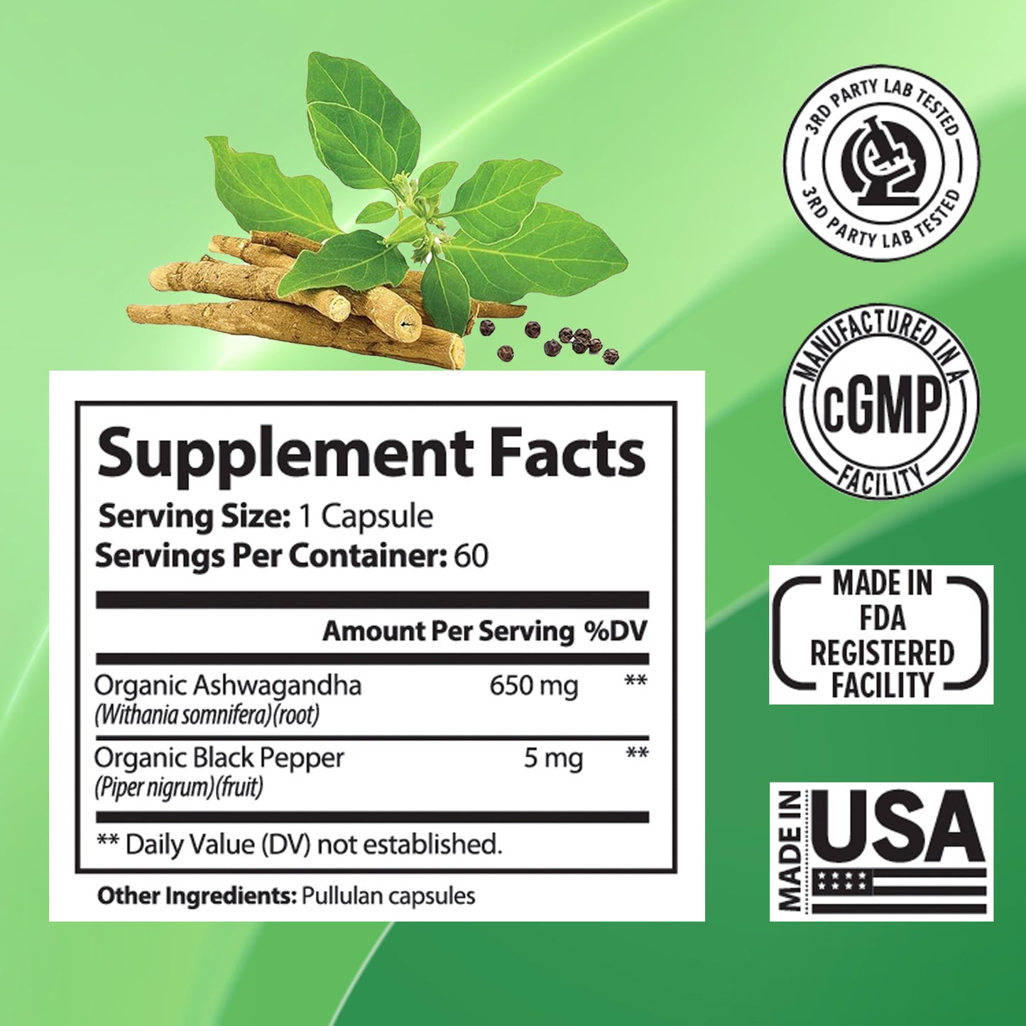 Ashwagandha Supplements Capsules Vegan Stress Relief Immune Support Supplement Balanced Energy Levels And Mood Organic